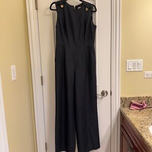 Calvin Klein Black Sleeveless Jumpsuit with Wide-Leg Silhouette